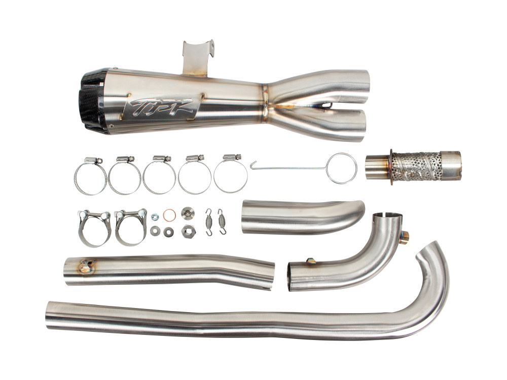 Comp-S 2-into-1 Exhaust - Stainless Steel with Carbon Fiber End Cap. Fits Sportster S 2021up. 