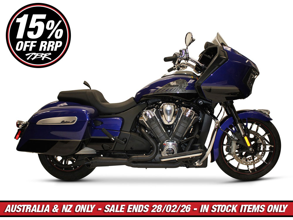 Shorty Turnout 2-into-1 Exhaust - Black. Fits Indian Challenger 2020up