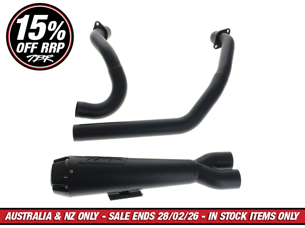 Comp-S 2-into-1 Exhaust - Black with Carbon Fiber End Cap. Fits Indian Cruiser 2022up