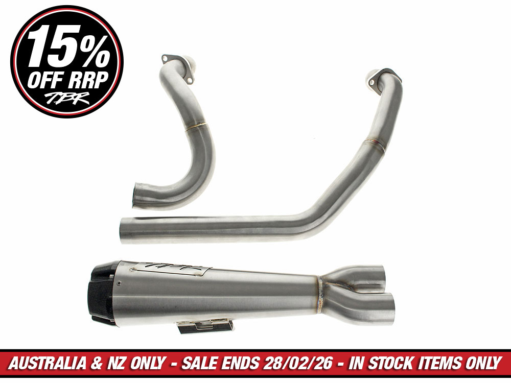 Comp-S 2-into-1 Exhaust - Stainless Steel with Carbon Fiber End Cap. Fits Indian Cruiser 2022up