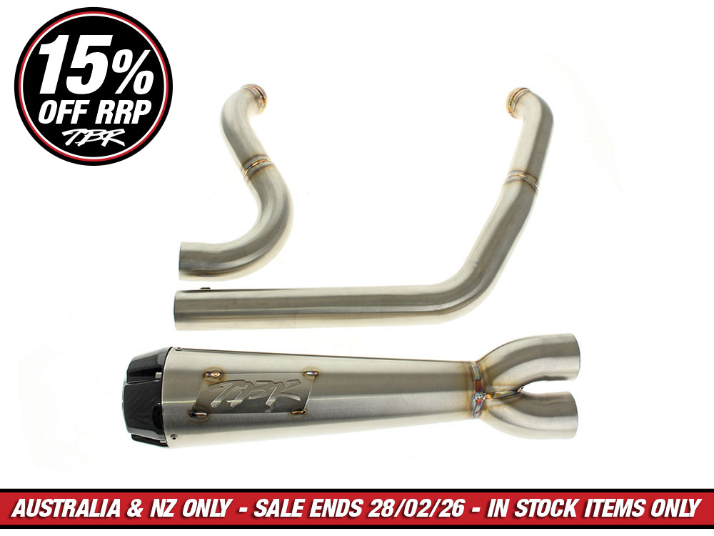 Comp-S 2-into-1 Exhaust - Stainless Steel with Carbon Fiber End Cap. Fits Softail 2025up with Non-240 Rear Tyre