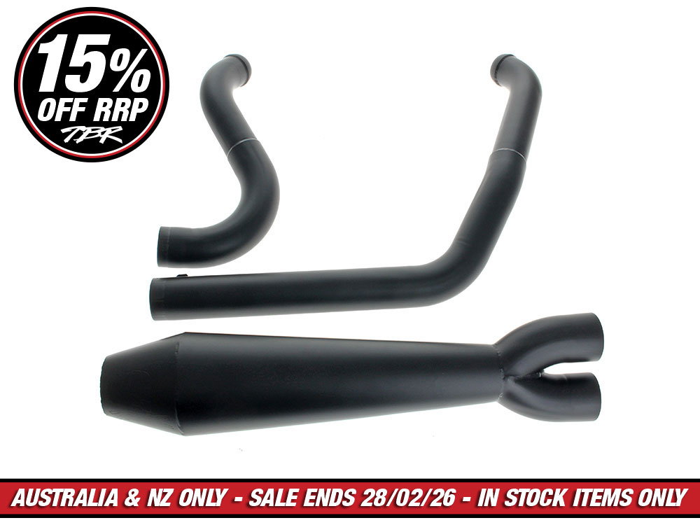 Megaphone Gen II 2-into-1 Exhaust - Black. Fits Softail 2025up with Non-240 Rear Tyre