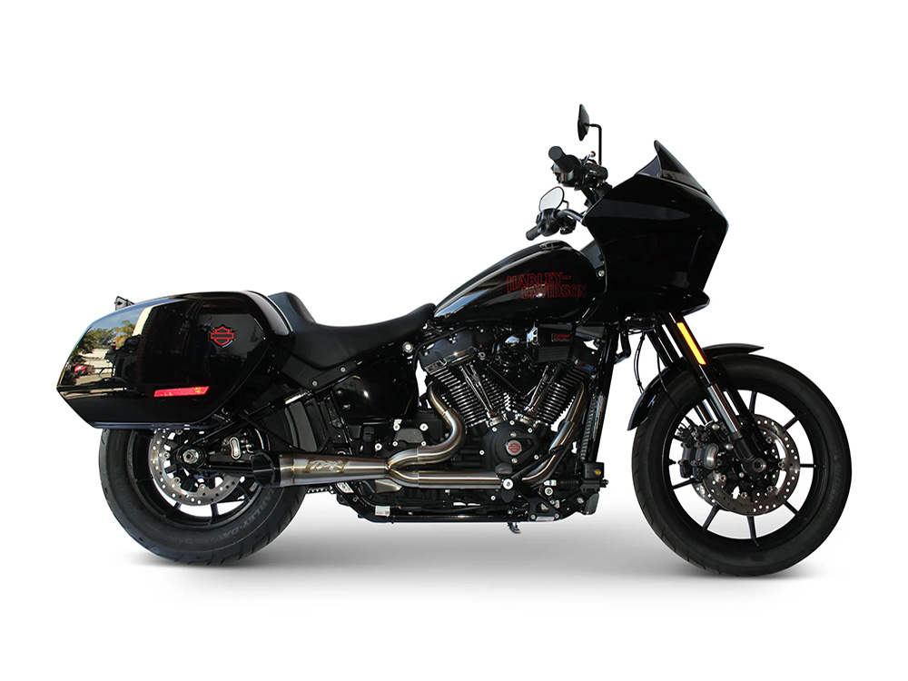 Shorty Turnout 2-into-1 Exhaust - Stainless Steel with Black End Cap. Fits Softail 2025up with Non-240 Rear Tyre