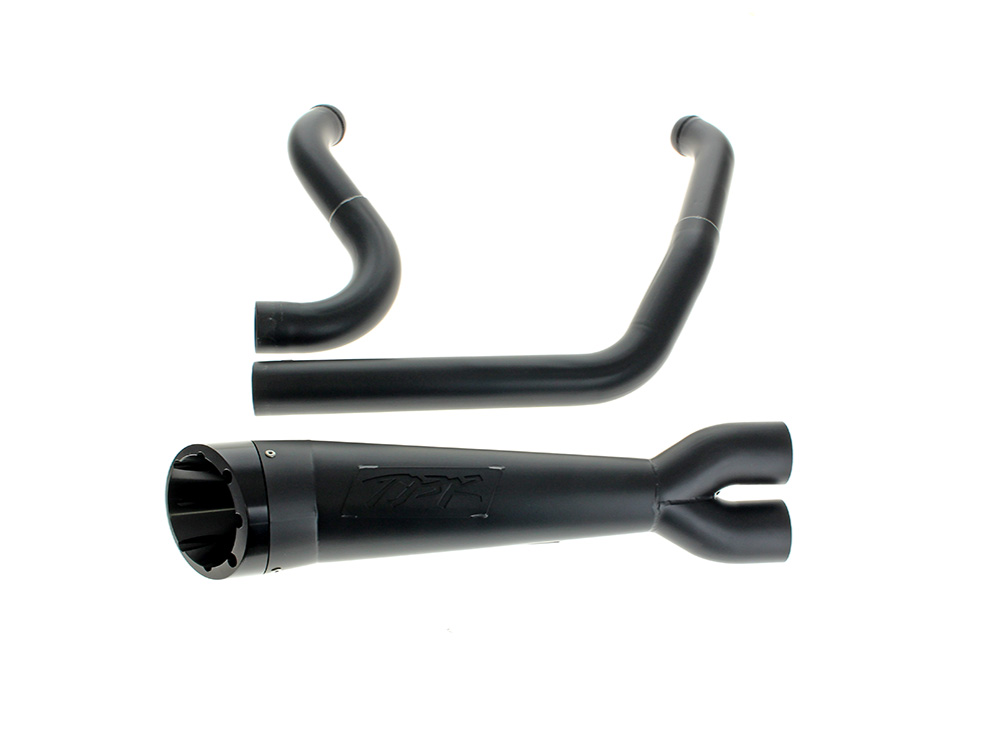 Shorty Turnout 2-into-1 Exhaust - Black with Black End Cap. Fits Softail Breakout & Fat Boy 2025up