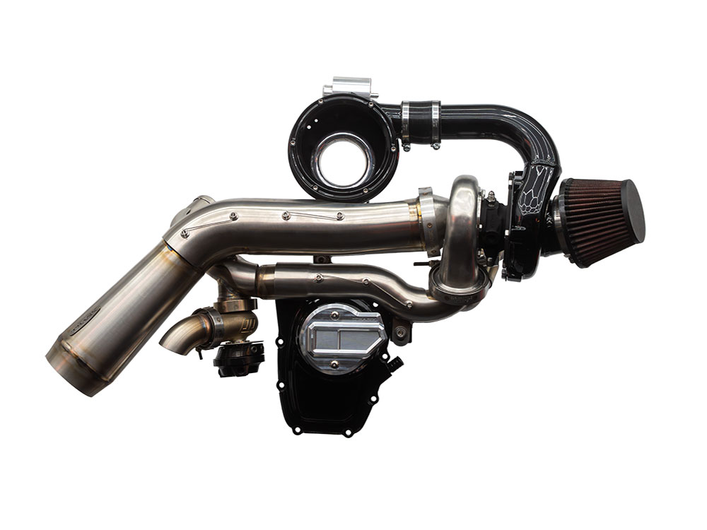 Trask Performance Stage 2 Turbo Kit - Stainless Exhaust, Black Billet. Fits Touring 2024up and Softail 2025up.