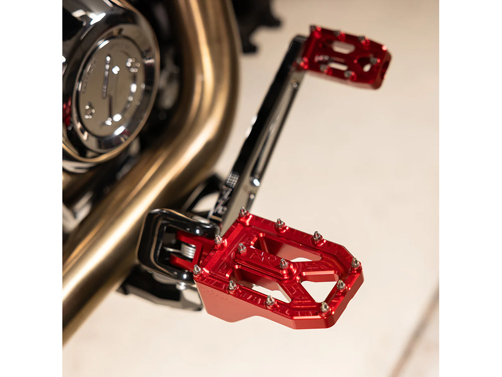 Thrashin Supply Aggressor Footpegs – Red. Fits Softail 2018up Front Rider
