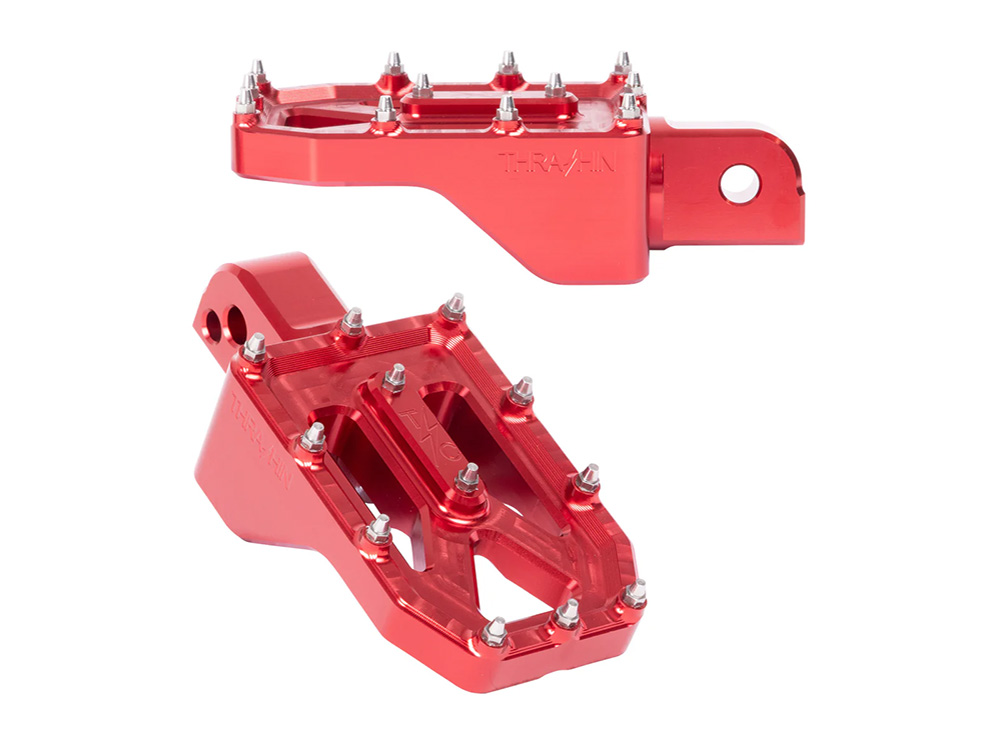 Aggressor Footpegs - Red. Fits Softail 2018up Rear Passenger