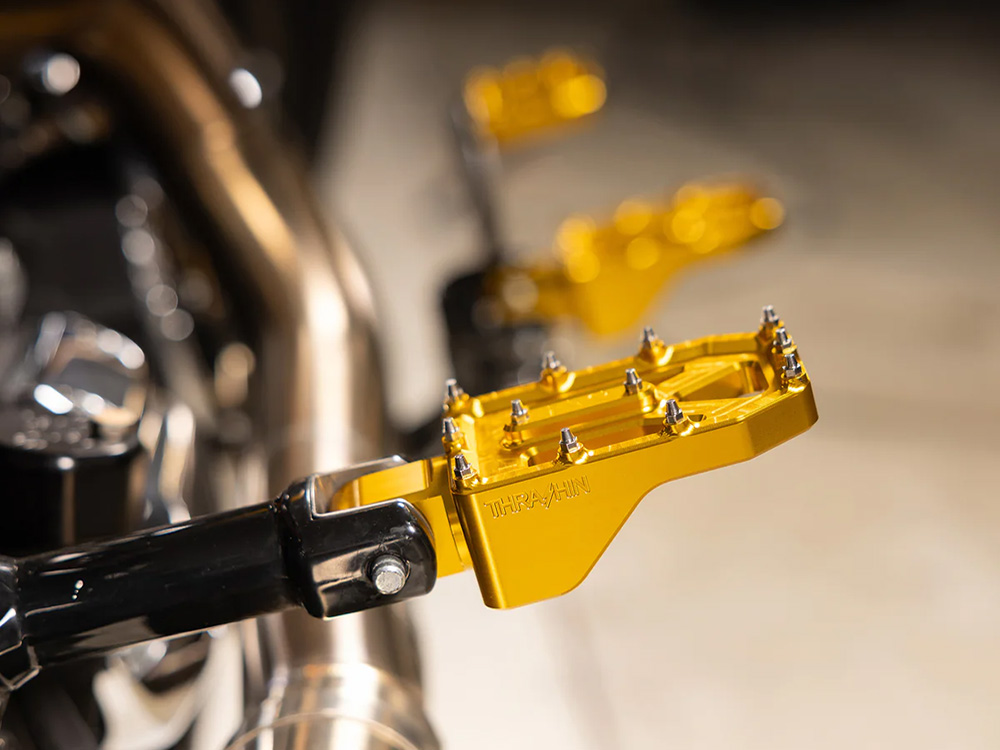 Thrashin Supply Aggressor Footpegs – Gold. Fits Softail 2018up Rear Passenger