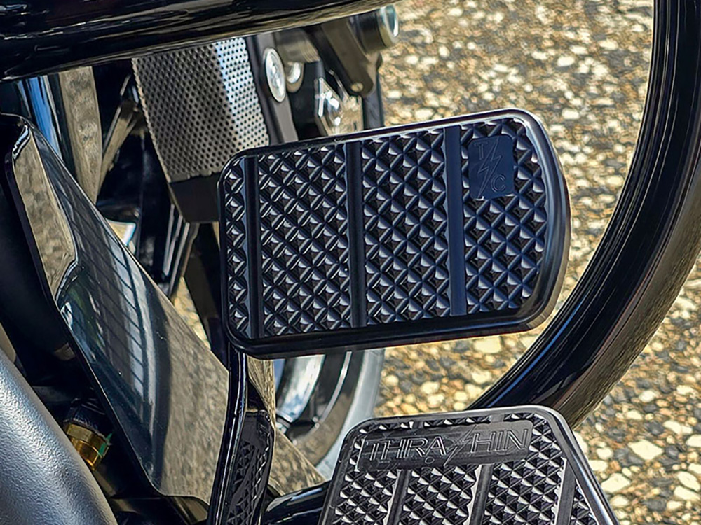 Bagger Rider Floorboards – Black. Fits Touring 1980up, FL Softail 1986-2017 & Dyna Switchback 2012-2016