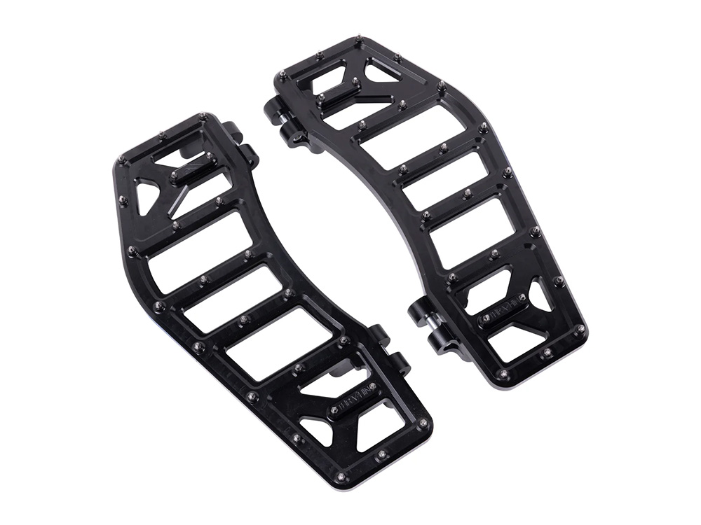 Aggressor Rider Floorboards - Black. Fits Touring 1980up, FL Softail 1986-2017 & Dyna Switchback 2012-2016