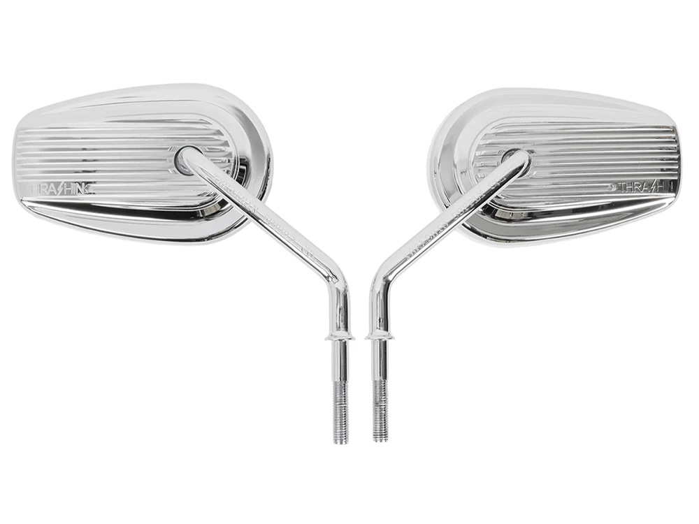 Thrashin Supply Billet Mini Mirrors Finned - Chrome