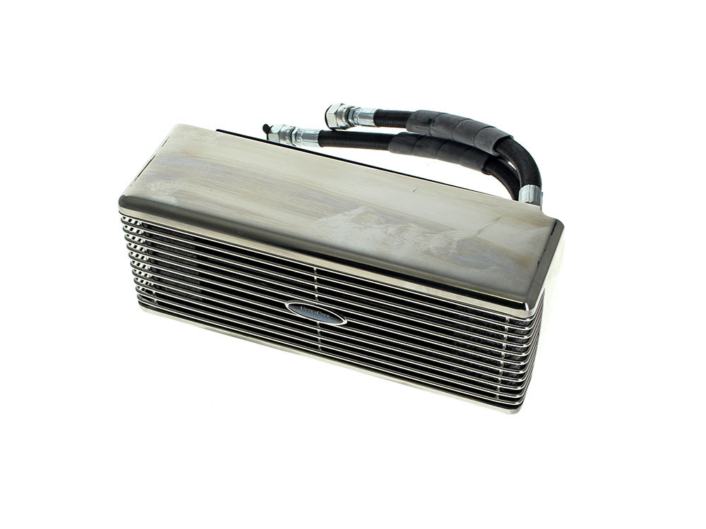 Fan Assisted Low Mount Oil Cooler Kit - Stainless Steel. Fits Dyna 1993-2017