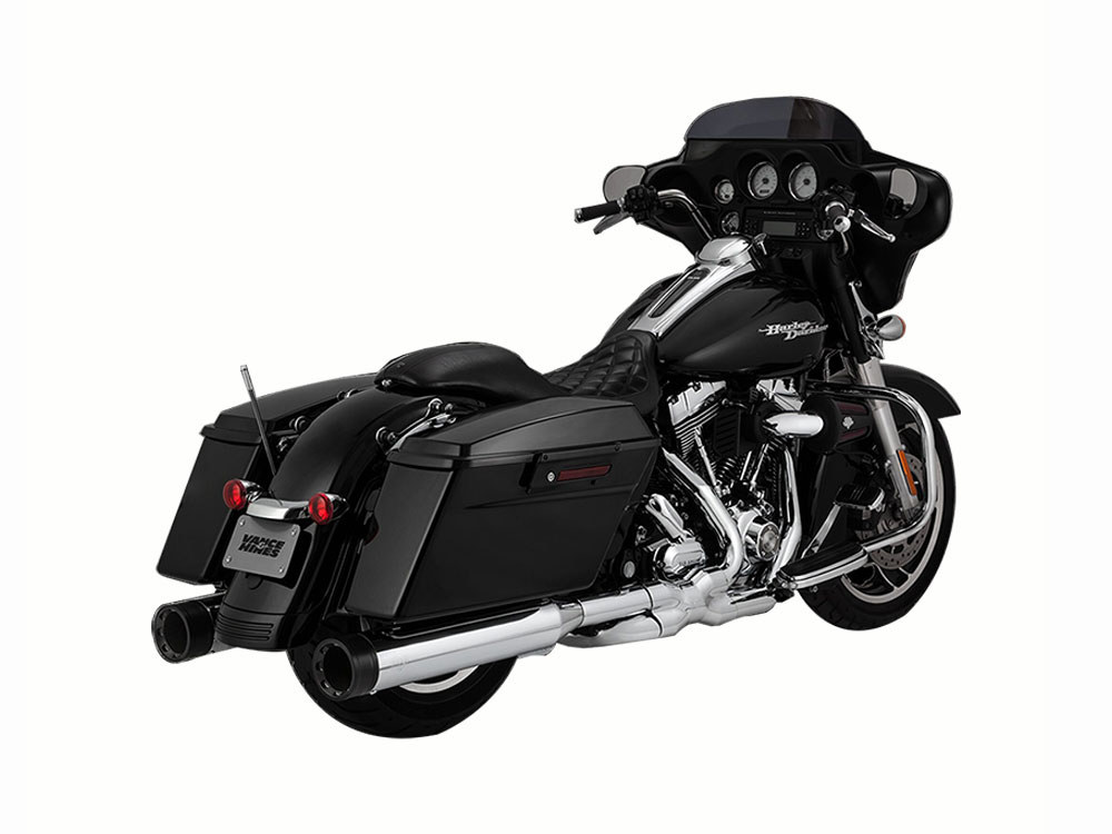 4.5in. OverSized 450 Destroyer Slip-On Mufflers – Chrome with Black End Caps. Fits Touring 1995-2016 & Trike 2017-2020