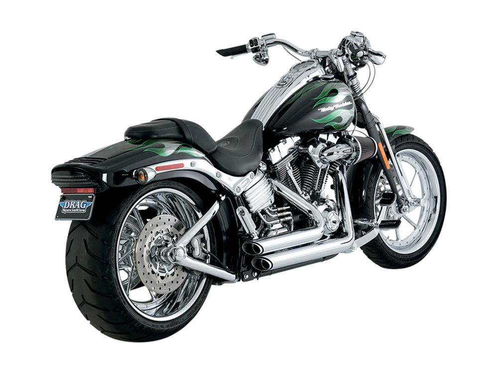 Shortshots Staggered Exhaust – Chrome. Fits Softail 1986-2017 Non-240 Tyre Models