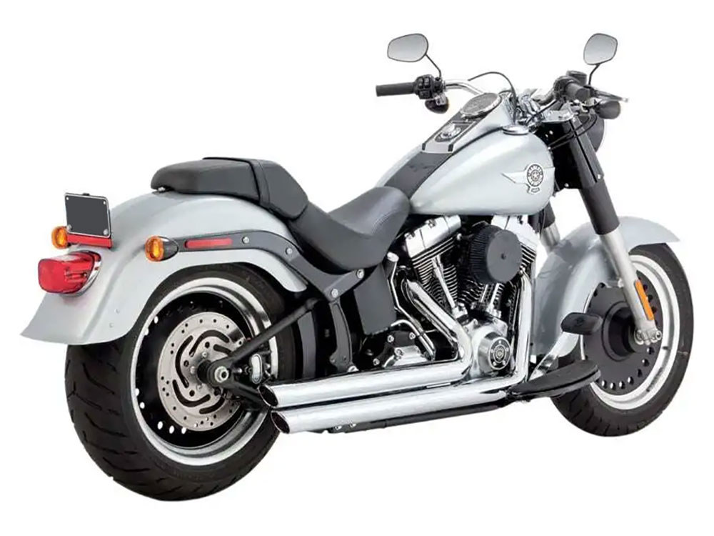 Big Shots Staggered Exhaust - Chrome. Fits Softail 1986-2017 Non-240 Tyre Models 