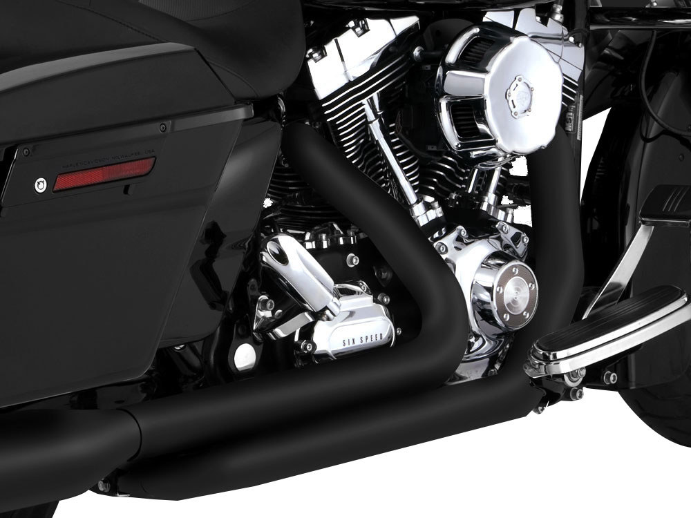Dresser Duals, Right Side Tuck & Under Headers – Black. Fits Touring 2009-2016