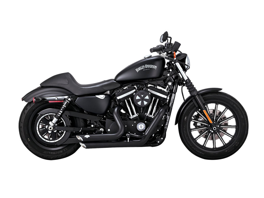 Shortshots Staggered Exhaust - Black. Fits Sportster 2014-2021 