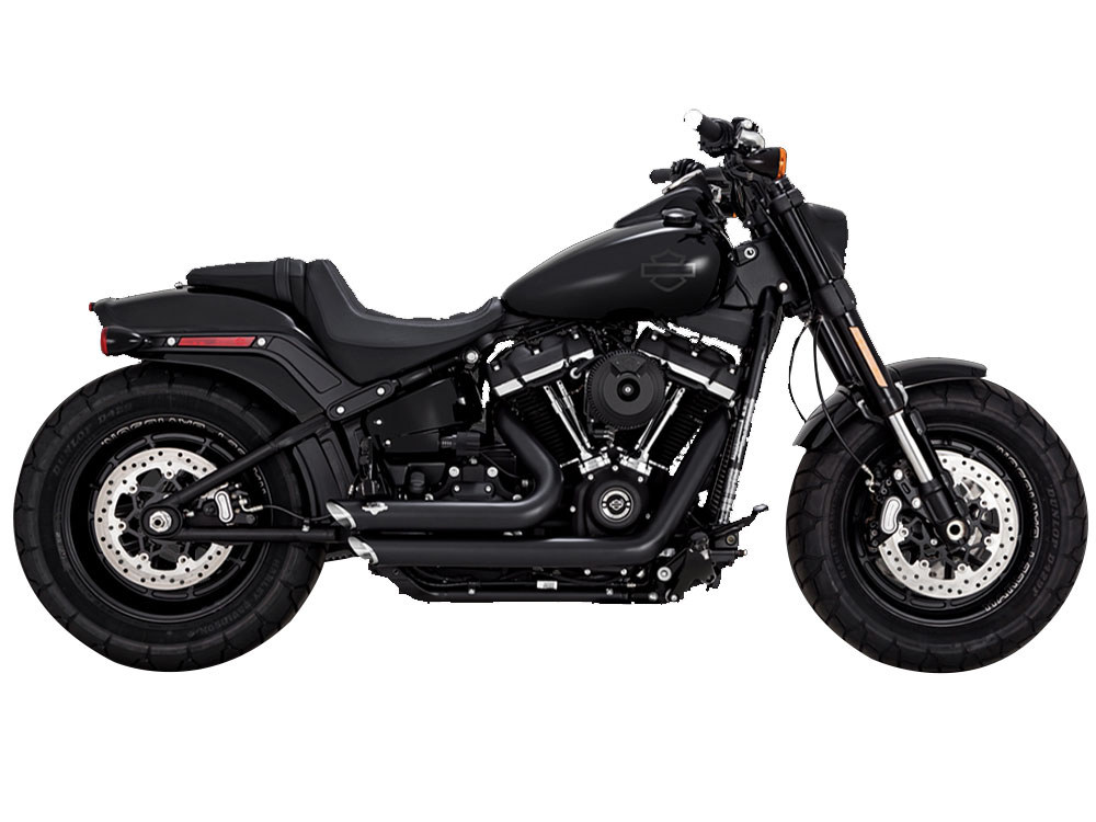 Shortshots Staggered Exhaust - Black. Fits Softail 2018-2024 Non-240 Tyre Models