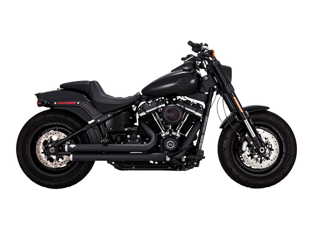 Big Shots Staggered Exhaust – Black. Fits Softail 2018up Non-240 Tyre Models