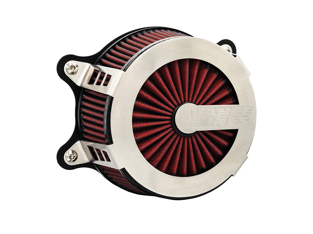 VO2 Cage Fighter Air Cleaner Kit - Brushed Stainless Steel. Fits CVO Touring 2023up, Street Glide & Road Glide 2024up, Touring 2025up & Softail 2025up