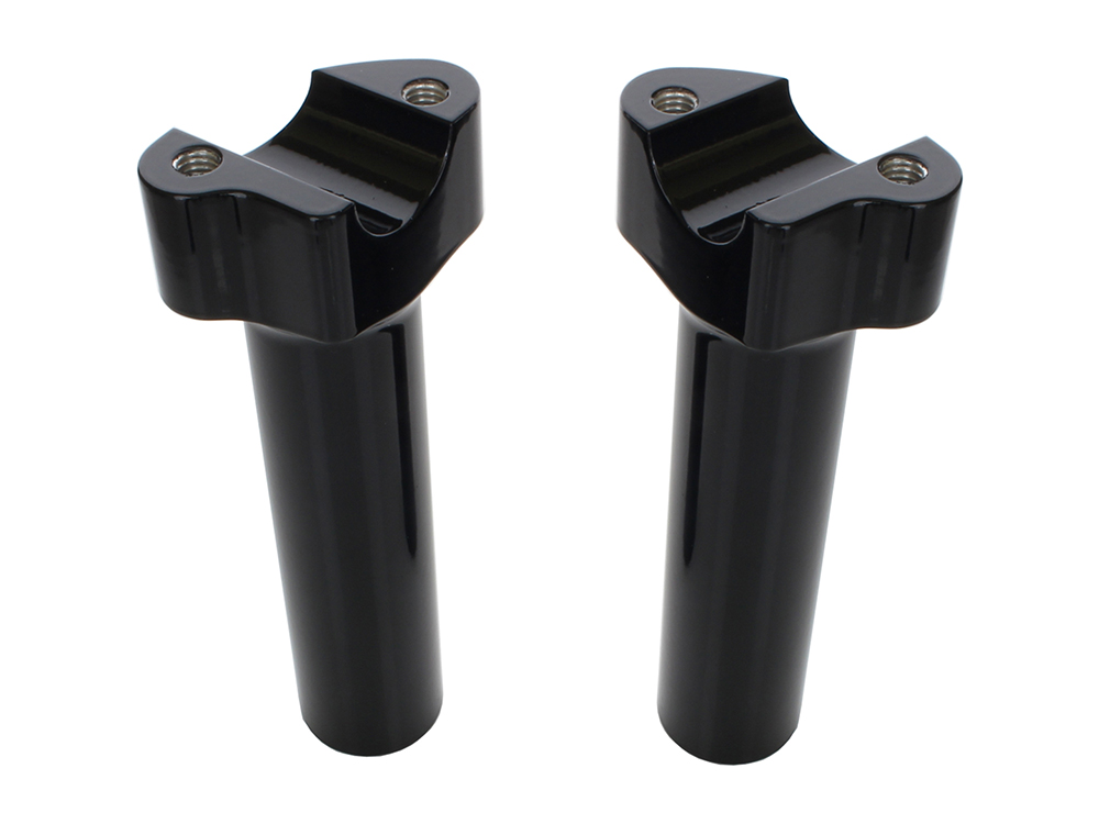 6in. Tall Risers with 1-1/4in. Thick Base – Gloss Black. Fits 1in. Handlebar.