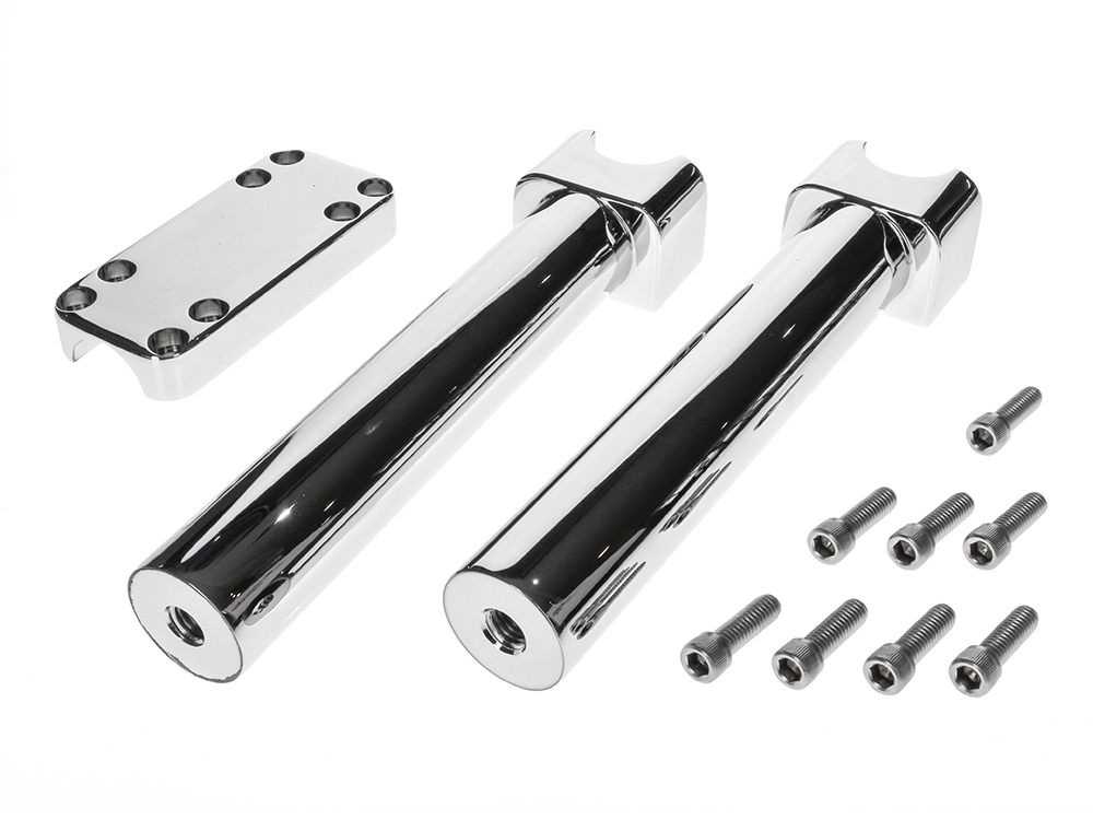 10in. Tall Savage Risers with Top Clamp - Chrome. Fits 1-1/4in. Handlebar.