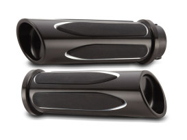 Deep Cut Comfort Handgrips - Black. Fits H-D 2008up with Throttle-by-Wire. 