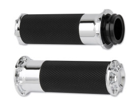 Beveled Fusion Handgrips - Chrome. Fits H-D with Throttle Cable. 