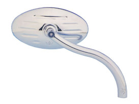 Grooved Cat-Eye Mirror with Soft-Bend Stem - Chrome. Fits Left & Right. 