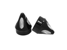 Spike Front Axle Caps - Black. Fits Softail, Dyna, Touring, Sportster, Street & V-Rod with 25mm Axle. 