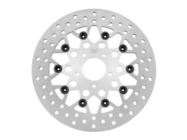 11.8in. Front Mesh Design Floating Disc Rotor - Silver. Fits Dyna 2006-2017, Softail 2015up, Sportster 2014-2021 & Some Touring 2008up. 