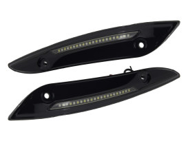 LED Dynamic Windshield Trim - Smoke Lens, Black Housing. With Sequential Amber Turn, White Run. Fits Road Glide 2015up. 