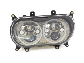 Dual LED HeadLight Kit with Integrated DRL Halos with Amber Turn Signals. Fits Road Glide 2015up. 