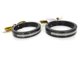 56mm Billet Fork Wrap-Around Turn Signals. Black with Smoked Lens & Amber LED. 