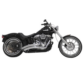 Sharp Curve Radius Exhaust - Chrome with Black End Caps. Fits Softail 1986-2017. 