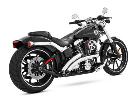 Radical Radius Exhaust - Chrome with Black End Caps. Fits Softail Breakout 2013-2017 & Rocker 2008-2011. 