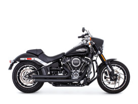 Independence Staggered Exhaust - Black with Black End Caps. Fits Softail 2018up. 
