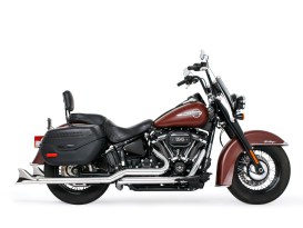 True Dual Exhaust - Chrome with Chrome Sharktail End Caps. Fits Softail 2018up. 