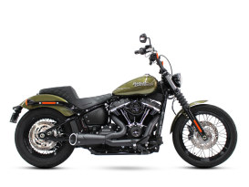 Combat Shorty 2-into-1 Exhaust - Black with Black End Cap. Fits Softail 2018up. 