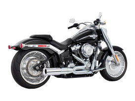 2-into-1 Two Step Exhaust - Chrome with Chrome End Cap. Fits Softail Breakout & Fatboy 2018up with 240 Tyre. 
