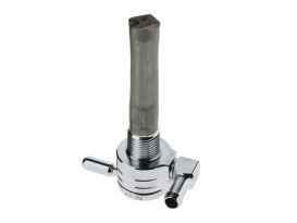 Fuel Tap / Petcock with 3/8in. NPT Thread & 5/16in. Backward Facing Fuel Outlet - Chrome. 