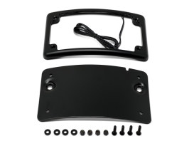 Curved Low Profile Number Plate Frame with LED Illumination - Black. 