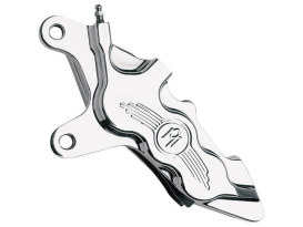 Left Hand Front 6 Piston Caliper - Chrome. Fits Softail 2000-2014, Dyna 2000-2017, Touring 2000-2007 & Sportster 2000-2007. 