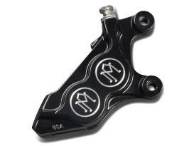 Left Hand Front 4 Piston Caliper - Black Contrast Cut. Fits Softail 2015up, V-Rod 2006-2017, Touring 2008up & Sportster 2014-2021 