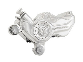Left Hand Front 4 Piston Caliper - Chrome. Fits Softail 2000-2014, Dyna 2000-2017, Touring 2000-2007 & Sportster 2000-2007 Models with 11.5in. Disc Rotor. 