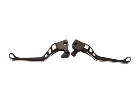 Avenger Levers - Black Contrast Cut. Fits Softail 1996-2014, Dyna 1996-2017, Touring 1996-2007 & Sportster 1996-2003. 
