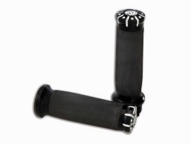 Chrono Handgrips - Black Contrast Cut. Fits H-D with Throttle Cables. 