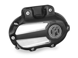 Scallop Cable Clutch Cover - Black Contrast Cut Platinum. Fits Dyna 2006-2017, Softail 2007-2017 & Touring 2007-2013. 