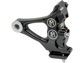 Right Hand Rear Integrated 4 Piston Caliper & Mounting Bracket - Black Contrast Cut. Fits Softail 1987-1999 with 3/4in. Rear Axle. 