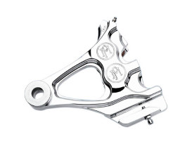 Right Hand Rear Integrated 4 Piston Caliper & Mounting Bracket - Chrome. Fits Softail 2000-2007. 